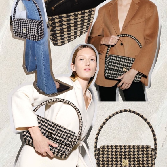 Anine Bing Black and Cream Houndstooth Shoulder Bag - Picture 5 of 15